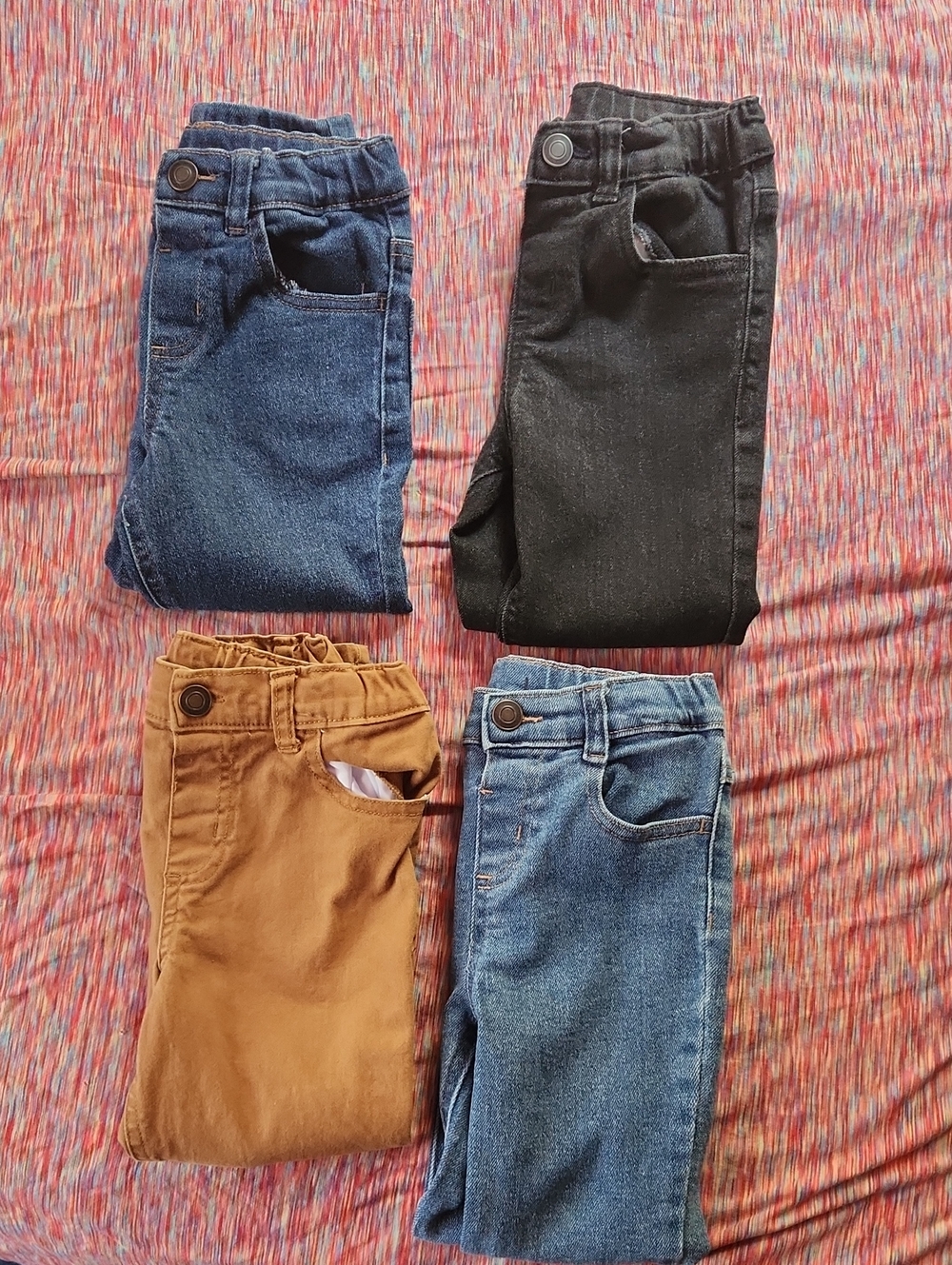 Kids Boys Elastic-Waist 4Pack - Blue Denim, Tan, Black Jeans 4T - Picture 2 of 10